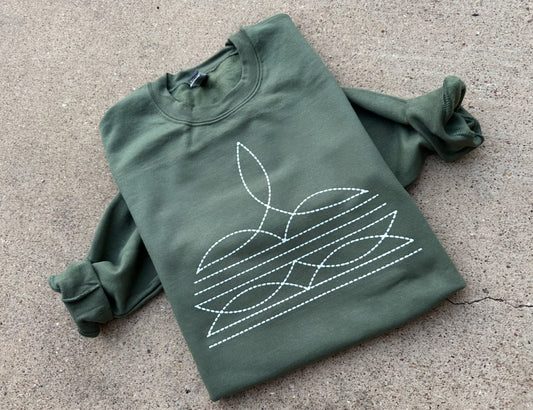 Green Boot Stitch Graphic Tee & Crewneck