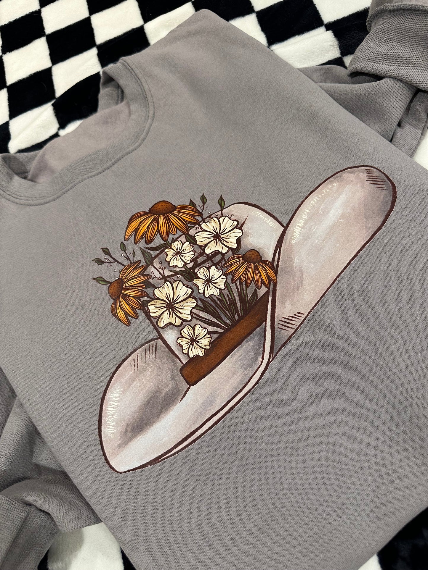 Floral Silver Belly Hat Crewneck